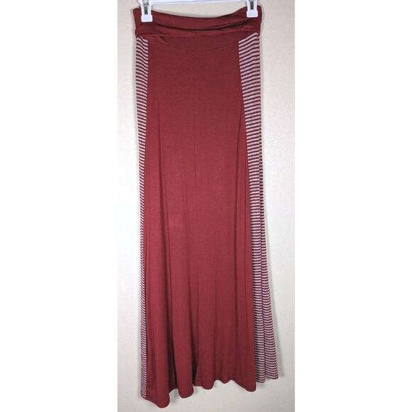 Basil & Lola Fold-Over Waist Red/Beige Maxi Skirt – Size Medium USA - Picture 2 of 7